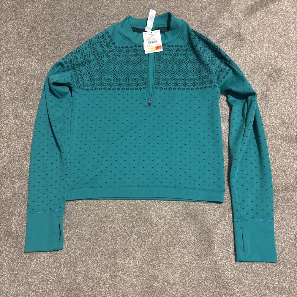 DSG Momentum Seamless 1/4 Zip Top Melted Emerald Fair Isle Women’s Size XL